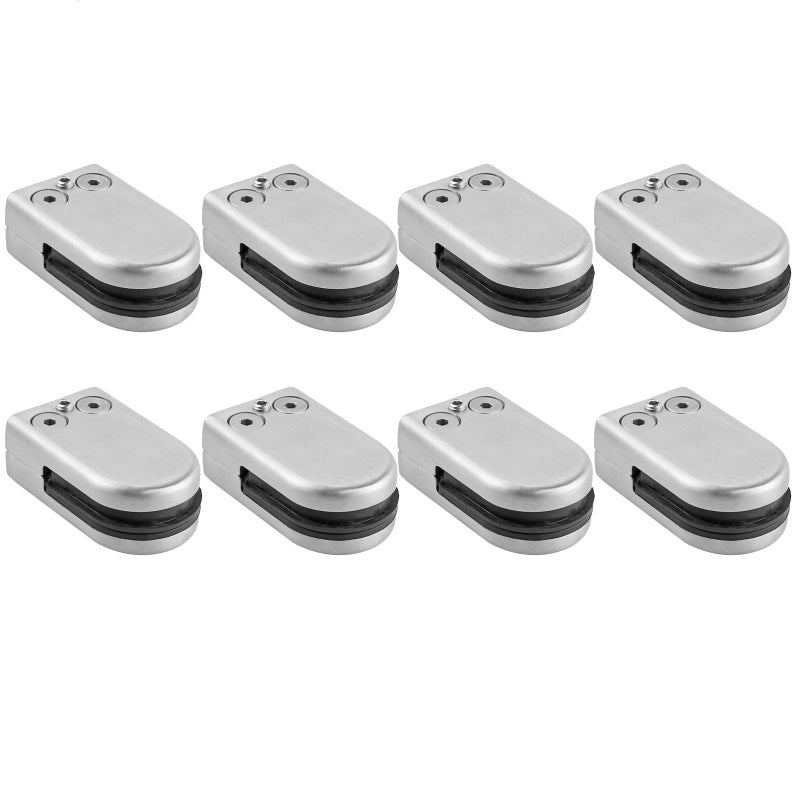 Kamtop Glass Clamp, 6-7mm Round Glass Clamp, Adjustable Bracket 304 Stainless Steel Clamps Flat Back for Balustrade Staircase Handrail, 8 PCS - Image 1